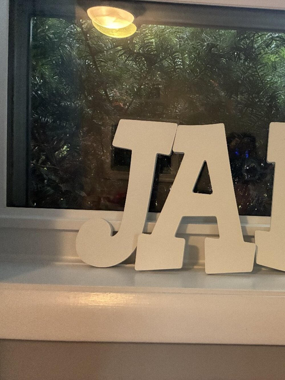 Hobby Lobby wall decor - white letters - spell Jada